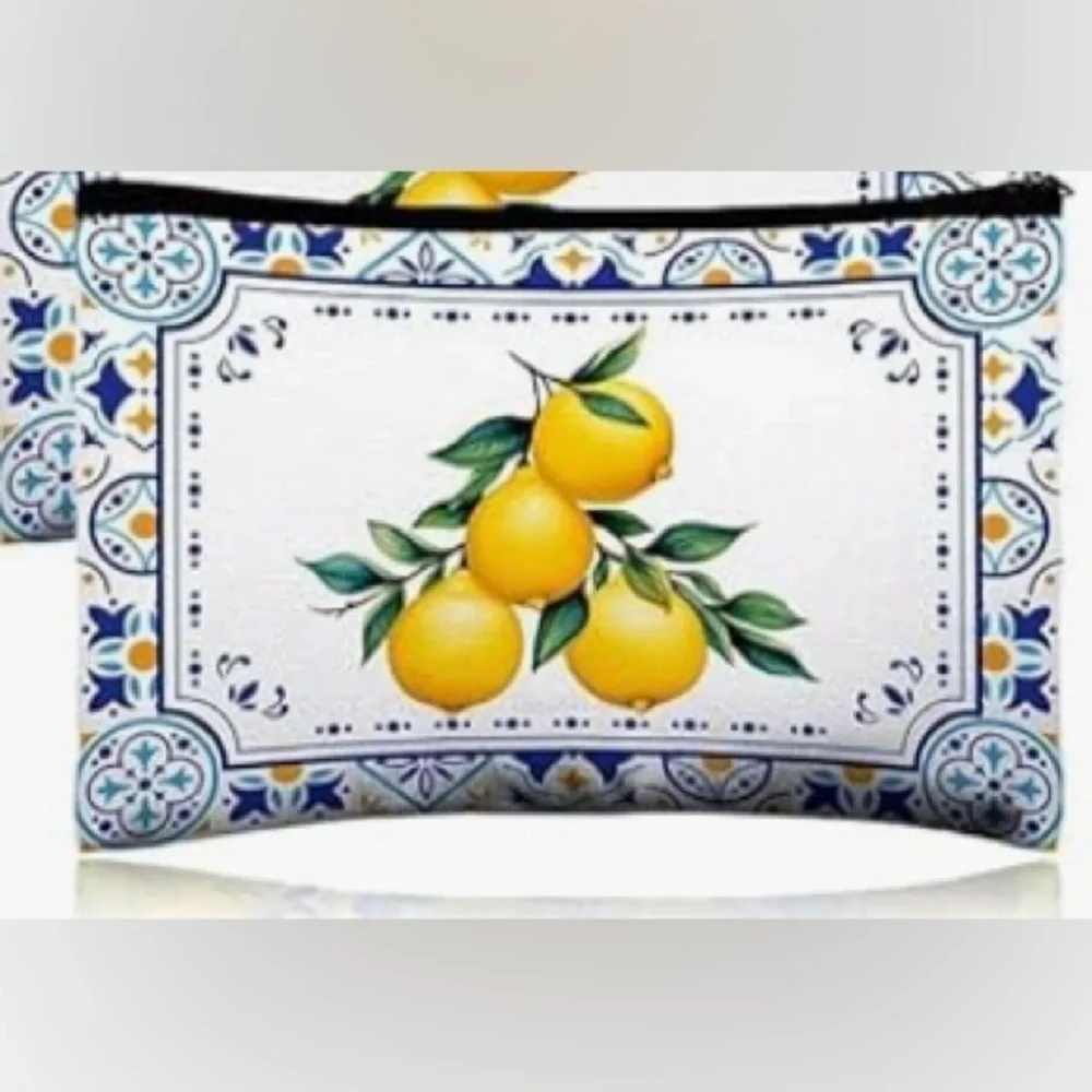 Lemon Print Cosmetic Pouch